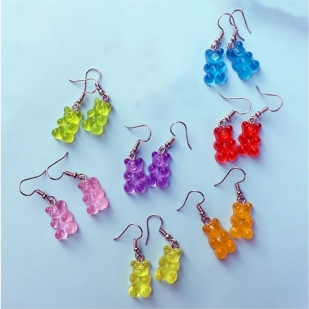 Sugar Rush Red Faux Gummy Bear Earrings - Picture 2 of 2